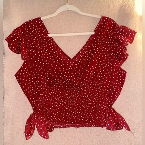 Low-cut Polka Dot Crop Top